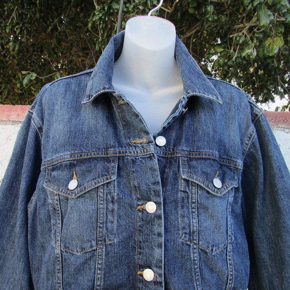 Gap Denim Patchwork Logo Jacket M - image 3